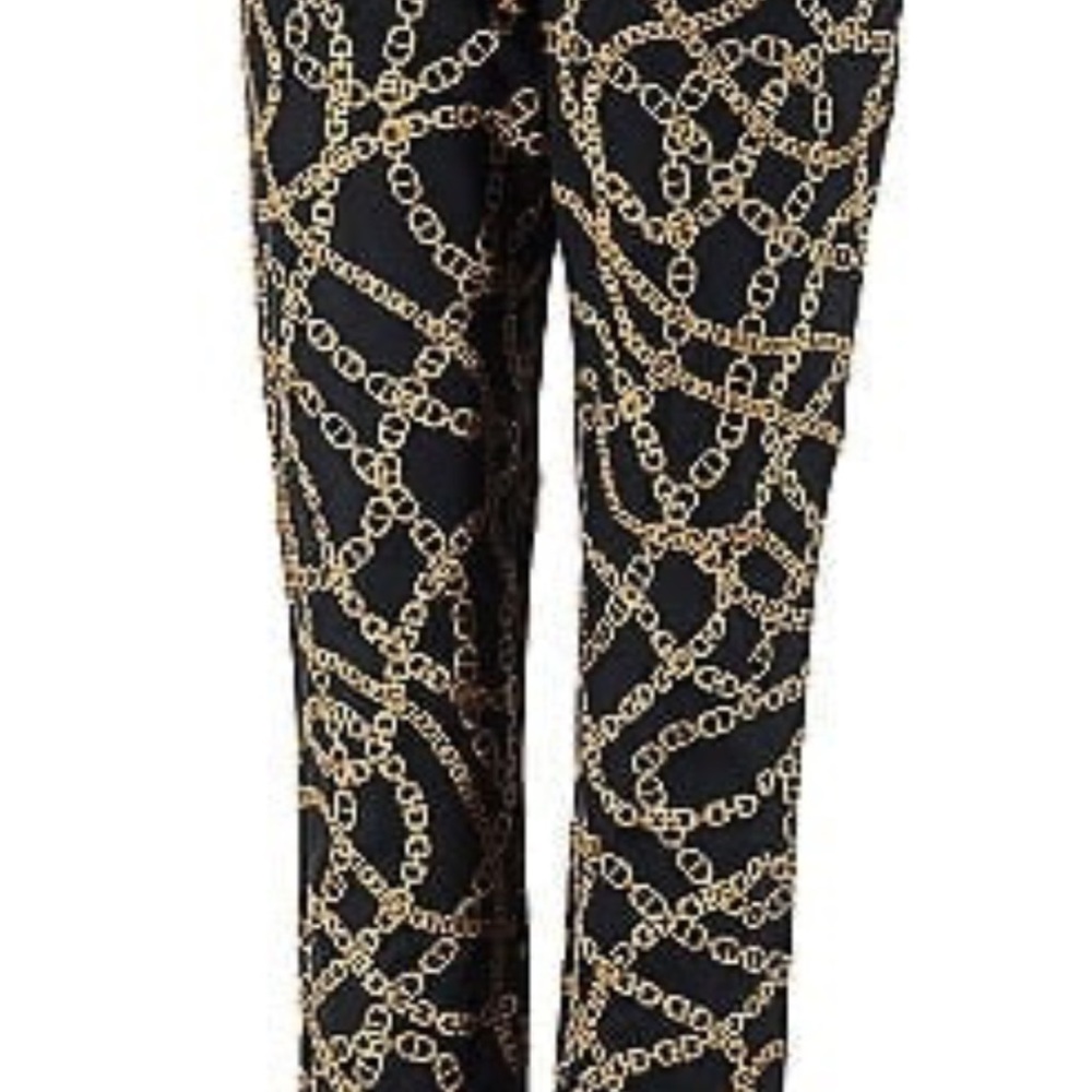 Michael Kors Chain Print Black and Gold Women's Pants